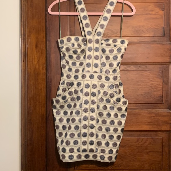 JAMES COVIELLO ANTHROPOLOGIE STRAPPY SEXY COCKTAIL DRESS, DOTS - Picture 4 of 16